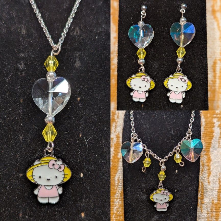 Handmade Hello Kitty Jewelry Set - Hypoallergenic