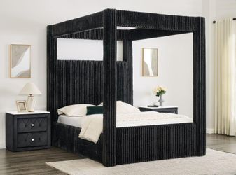 Carla Black Velvet King Canopy Bed