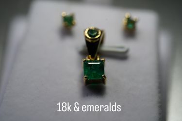 Gold Pendent & Ear Rings Esmeraldas Colombianas 