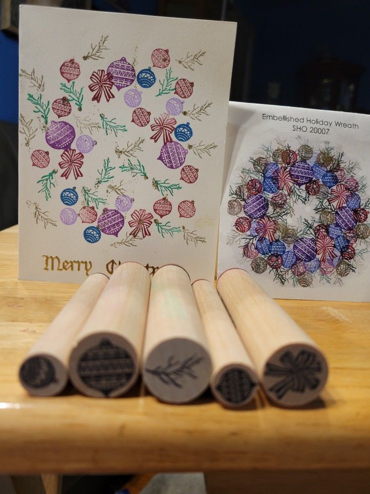 Holiday Wreath Rubber Stamp Set