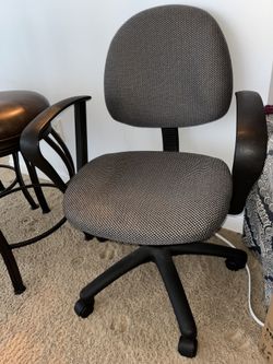 Desk Chair With Rollers In Blue Cloth