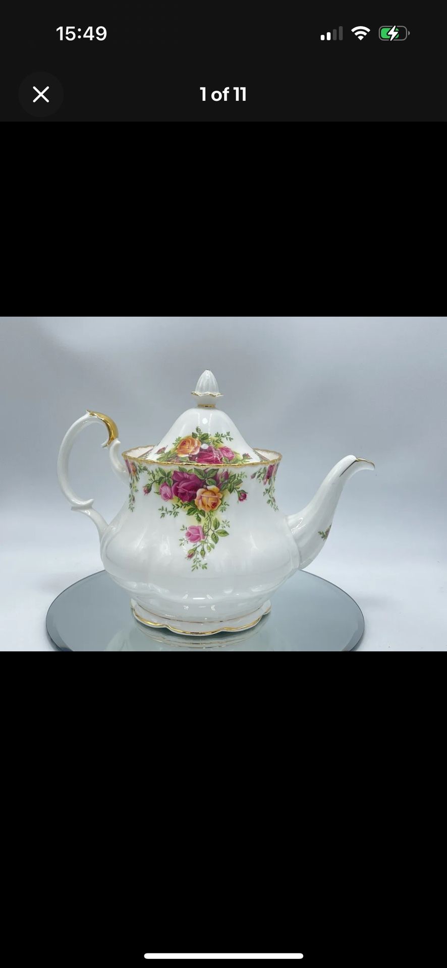 1962 Royal Albert Old Country Roses Teapot Bone China England 7 1/2" Tall
