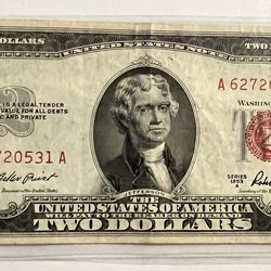 1953A and 1953C USA $2 Notes Red Seal