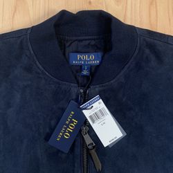🔥🔥 Polo Ralph Lauren Goat Suede Bomber Navy Jacket 