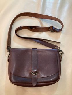 Full Grain SADDLEBACK LEATHER Co. Brown Crossbody Bag Fold Over, Brass Accent