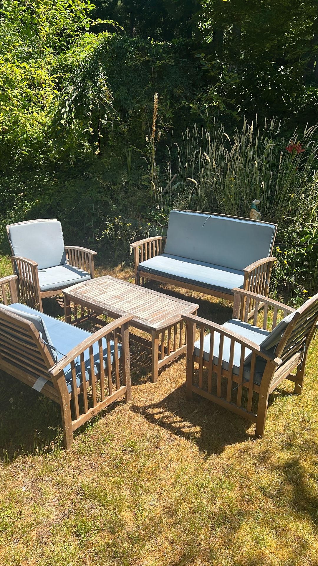 Weathered Teak Wood Patio Furniture Set