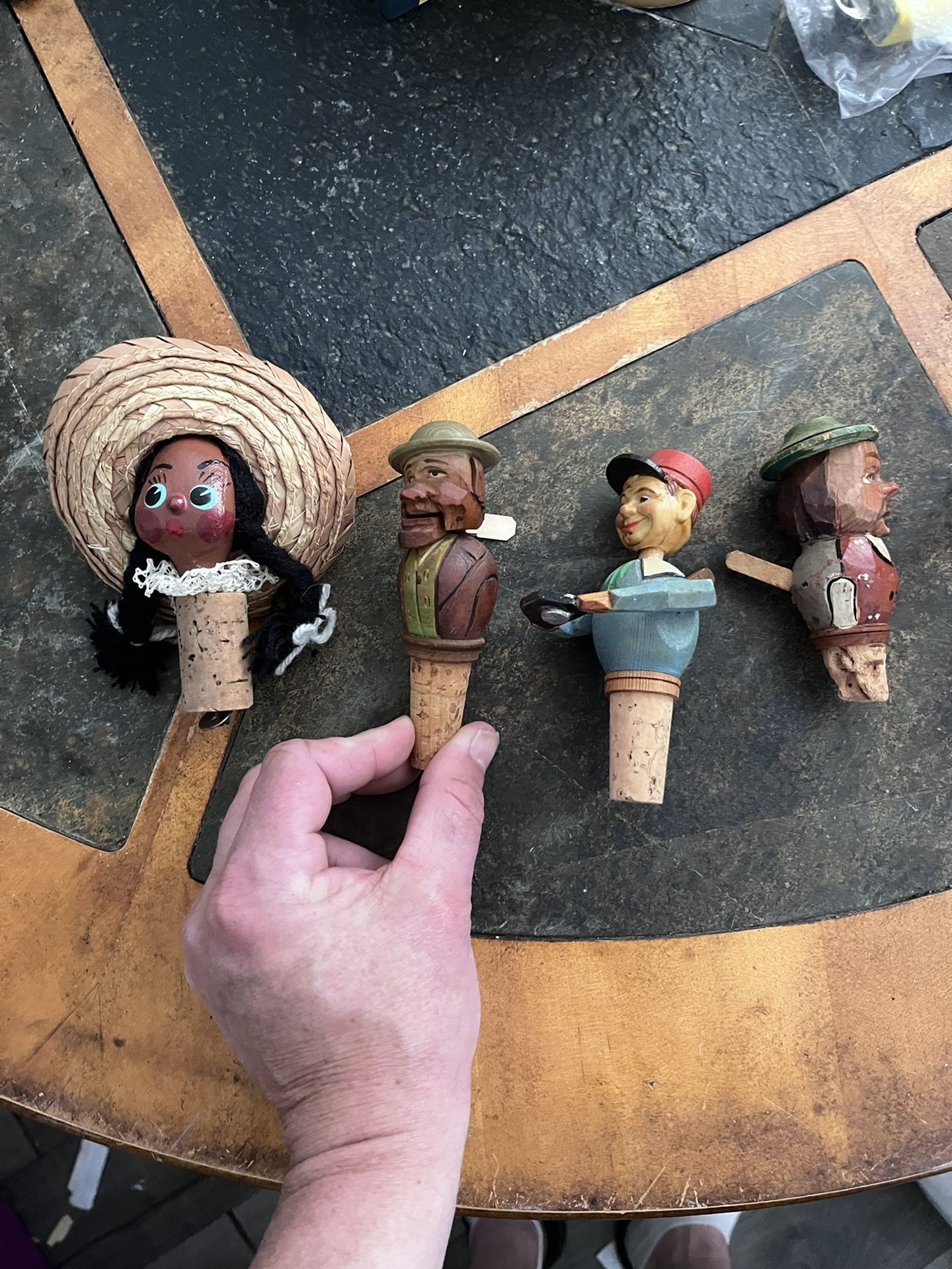 Lot Of 4 Antique Cork Bottle Stoppers