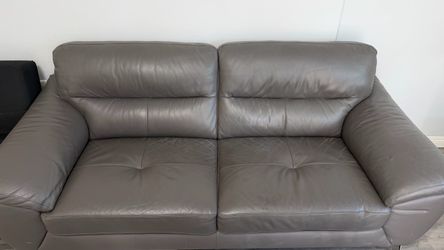 Gray Leather 2-Seat Sofa