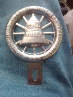 Vtg AAA Auto Club Good Roads Southern California License Plate Topper