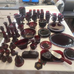 Vintage avon cape cod red glass collection