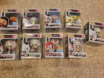 9 Terrifier Funko Pops plus 3 Terrifier 3 mini posters