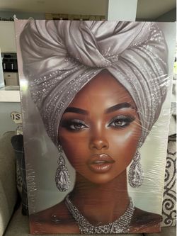 Diamond Turban Woman Canvas Wall Art 24x36
