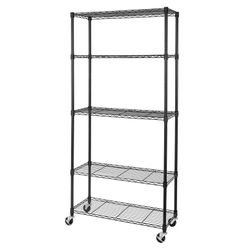 (Bent) 5-Tier NSF Steel Wire Shelving, 36" W x 14" D, Black