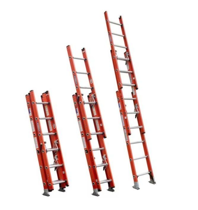 WERNER Fiberglass 3 Section-Extension Ladder, 300 Lb Capacity