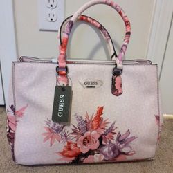 New With Tags Guess Blush Floral Handbag Tote Purse