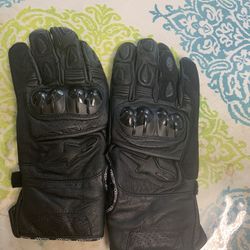 New  Black Leather Alpinestar Motorcycle Gloves 