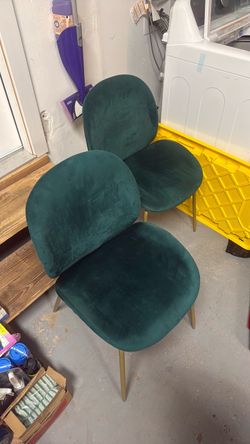Green Velvet Dining Chairs with Gold Legs – Set of 2