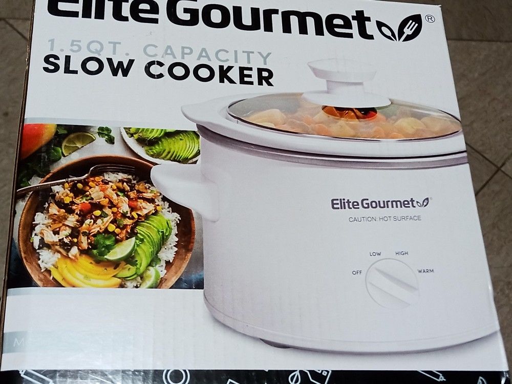 GORGEOUS NEW Elite Gourmet SLOW COOKER
BEAUTIFUL NEW Elite Gourmet SLOW COOKER
1.5 QT CAPACITY
SLOW COOKER