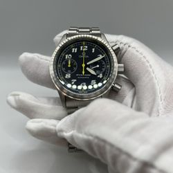 Original Omega Dynamic Mk III Chronograph Stainless Steel Black Dial Yellow Watch Neo Vintage 2000s