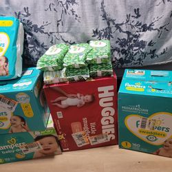Diapers Size 1 & 2 (448 Total) Plus 6 Packages Of Wipes