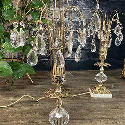 Vintage Boho Hand Cut Crystal TABLE LAMP