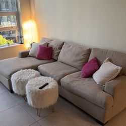 Couch, table, ottoman