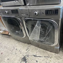 LG Graphite Steel Front Load Washer Dryer Electric Set 29”