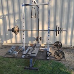 Olympic And Standard Weight Bars Tricep Curl Half Rack Lat Pull