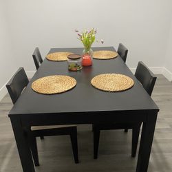 Black IKEA Dining Table + 4 Chairs