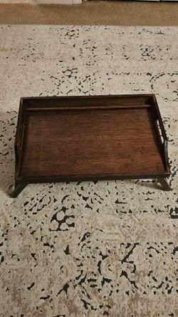 Wooden Media Bed Tray - Natural Bamboo - Espresso Color