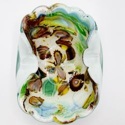 AVEM Murano Art Glass Bowl Cased Crimped Murano ashtray bowl murine glass 1960s 