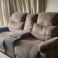 Brown Reclining Sofa 