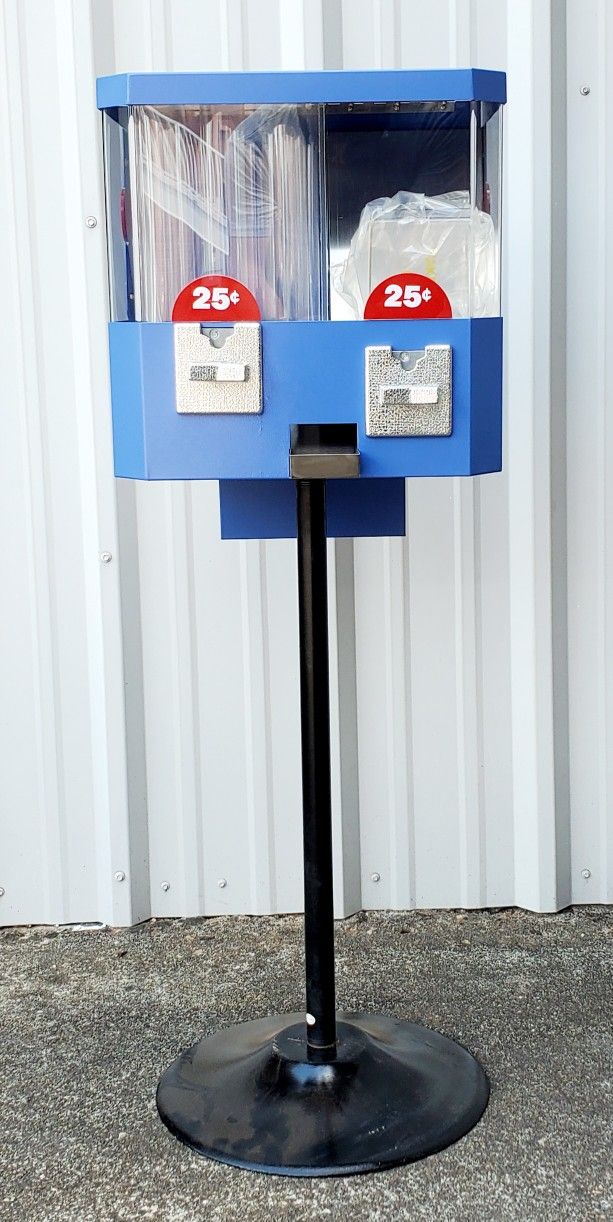 Modern Two-Way OAK Astro View Candy Gumball Machine 25 cent Vending Machine Incl Lock & Key and Pipe Stand USA Made NIB