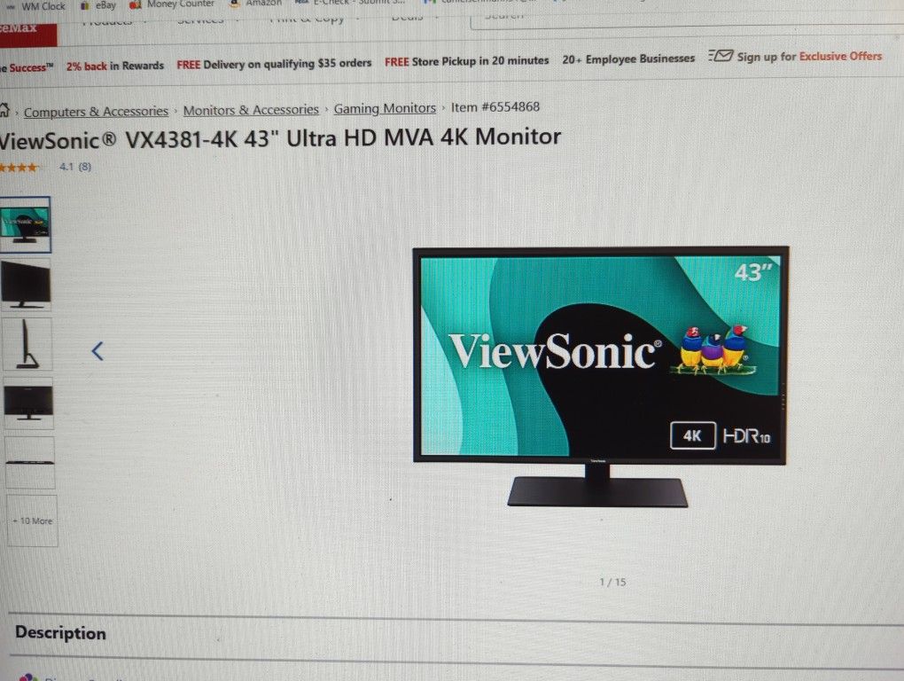 View Sonic Vx43 80-4k43-in Ultra HD 4K Monitor