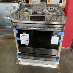 New LG ThinQ 5 Burner Gas Slide In Stove 30” Wide