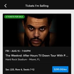 Selling Weeknd Concert Tickets Miami Aug 15