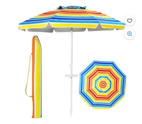 Costway 7.2’ Portable Beach Umbrella Tilt Sand Anchor Carry Bag