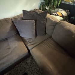 Brown Sectional Sofa + Ottoman – $250 OBO – Great for Guests