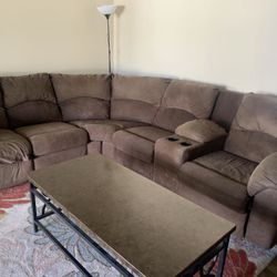 Large Sectional Reclining Sofa with Cup Holders
