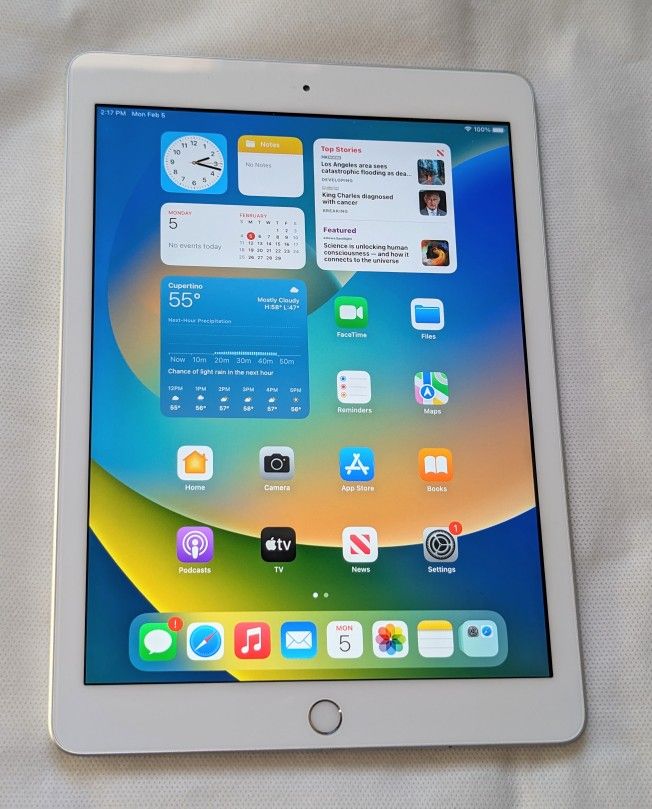 NICE Silver APPLE iPad 5 32GB WIFI iOS16 $140