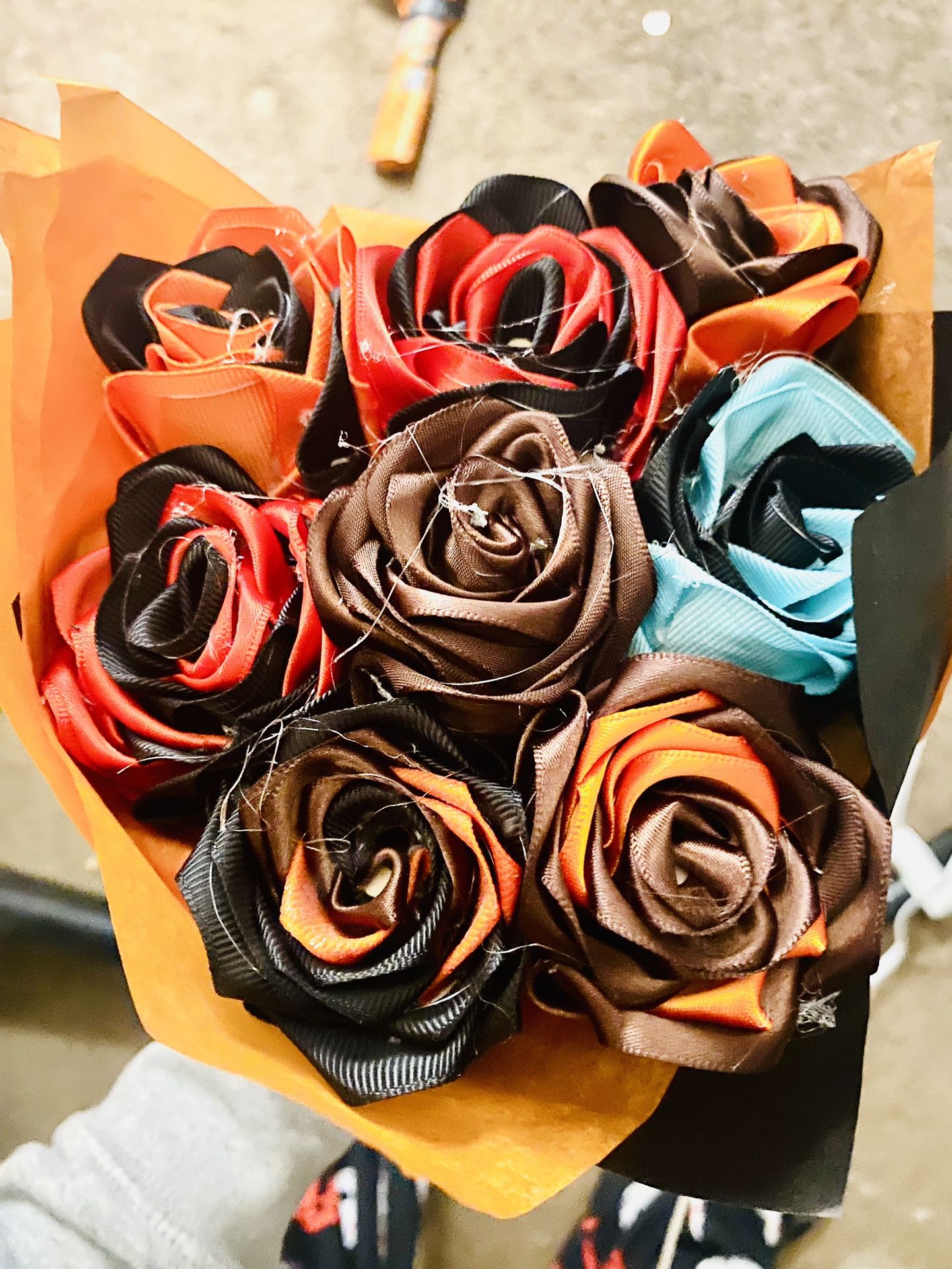 Ribbon Rose Flower Bouquet. 