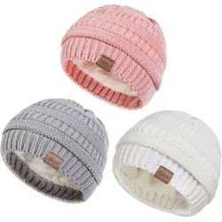 3 pieces Baby Beanie Hats for Girls Boys, Soft Warm Fleece Lined Baby ( please follow my page all brands new )
