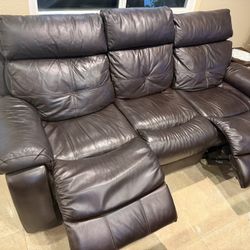 🔥 3-Piece Brown Leather Power Reclining Sofa Set – Great Condition