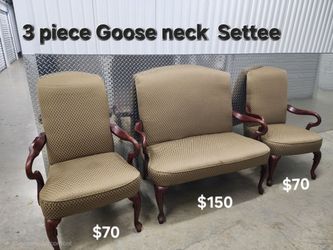 Three piece Gooseneck Accent Chairs and Settee from Best Chairs In Sage