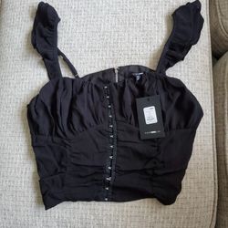 FASHION NOVA CROPPED BLACK SHIRT XL