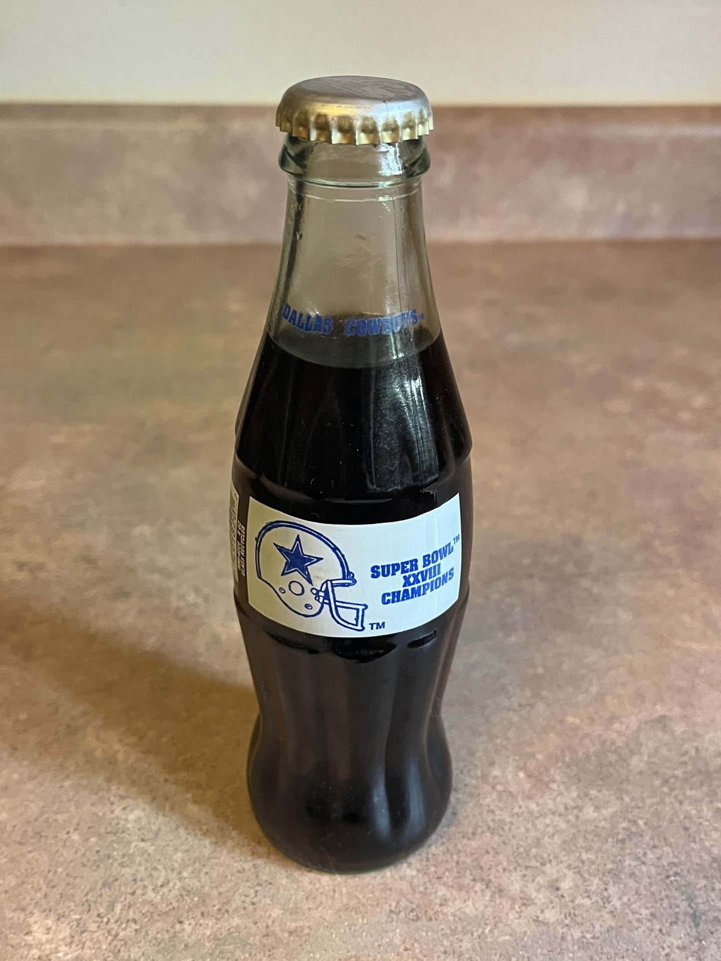 Vintage Coca-Cola Coke Bottle NFL Dallas Cowboys Super Bowl XXVIII 28 Champions Never opened