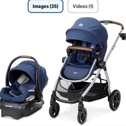 Maxi Cosi Zelia Luxe 5 in 1 car seat and stroller  (Blue)