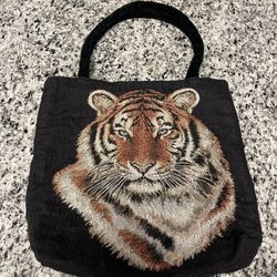 Embroidered Tiger Tote Bag