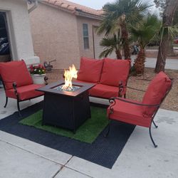 Patio Set Fire Pit And Furniture Set With Cushions 