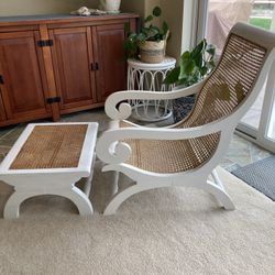Vintage Cane Chair And Ottoman